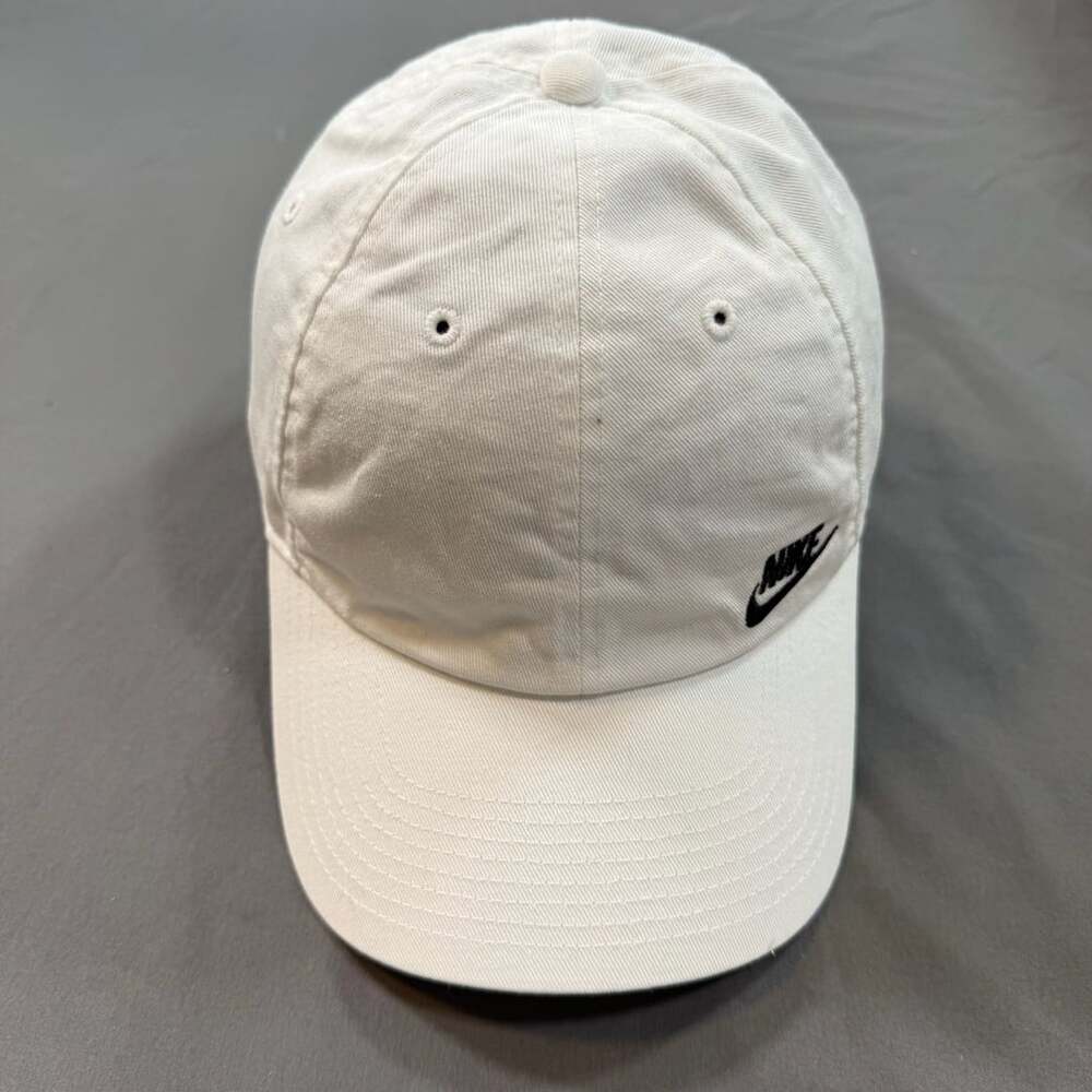 Nike Heritage86 White Adjustable Dad Hat Black Swoosh Logo One Size Taiwan
